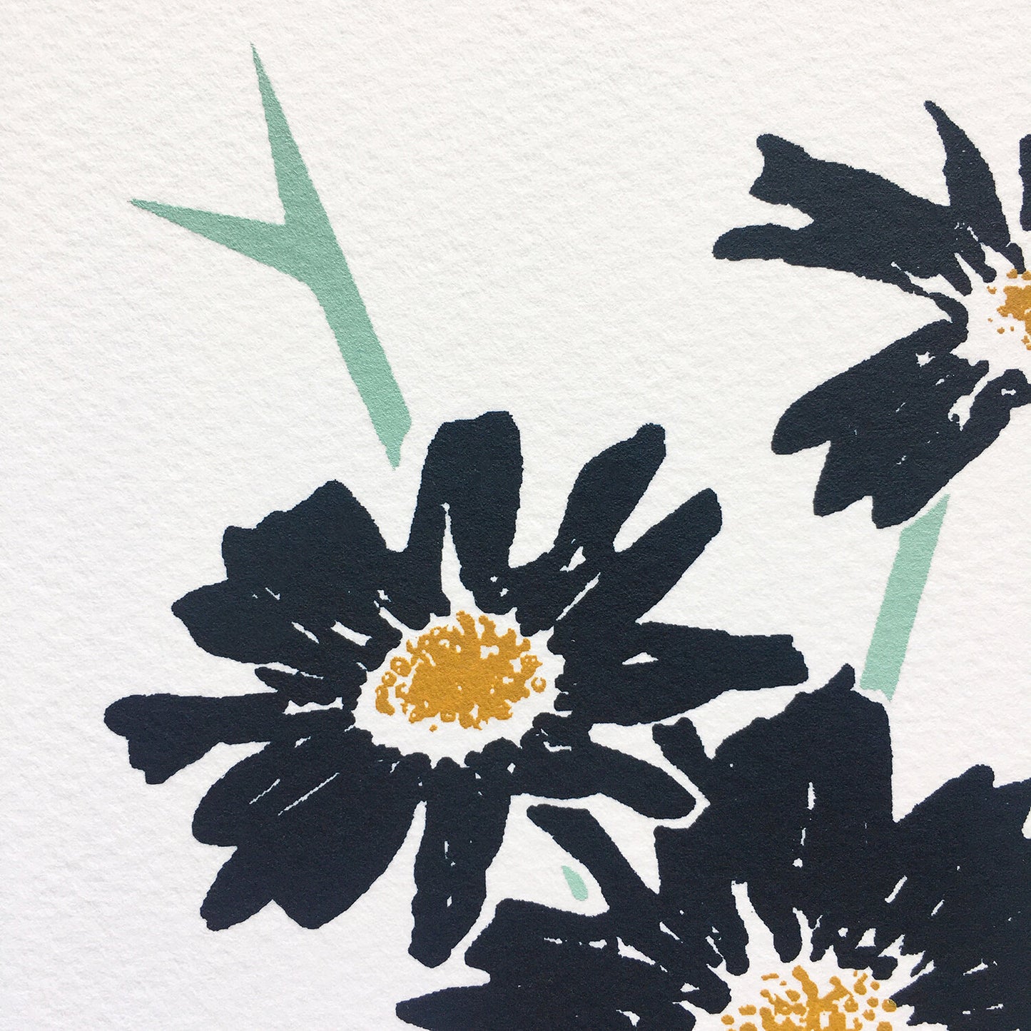 Daisies Midnight Blue Handmade Screenprint - Heavy Gretel