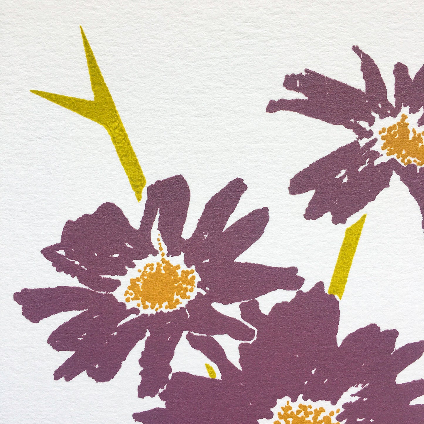 Daisies Mauve & Mustard Handmade Screenprint - Heavy Gretel