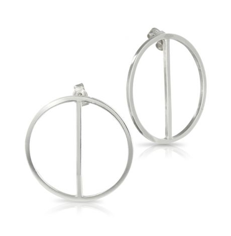 Circular Divide Minimalist Earrings Sterling Silver - Heavy Gretel