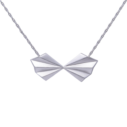 Sterling Silver Pleated Bow Necklace - Heavy Gretel