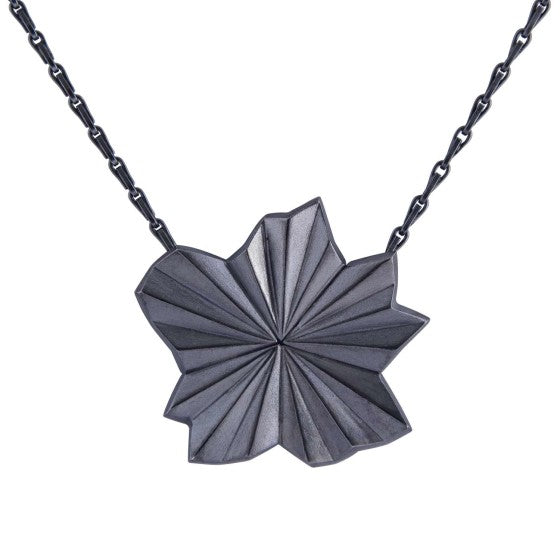 Oxidised Pleated Sterling Silver Star Necklace - Heavy Gretel